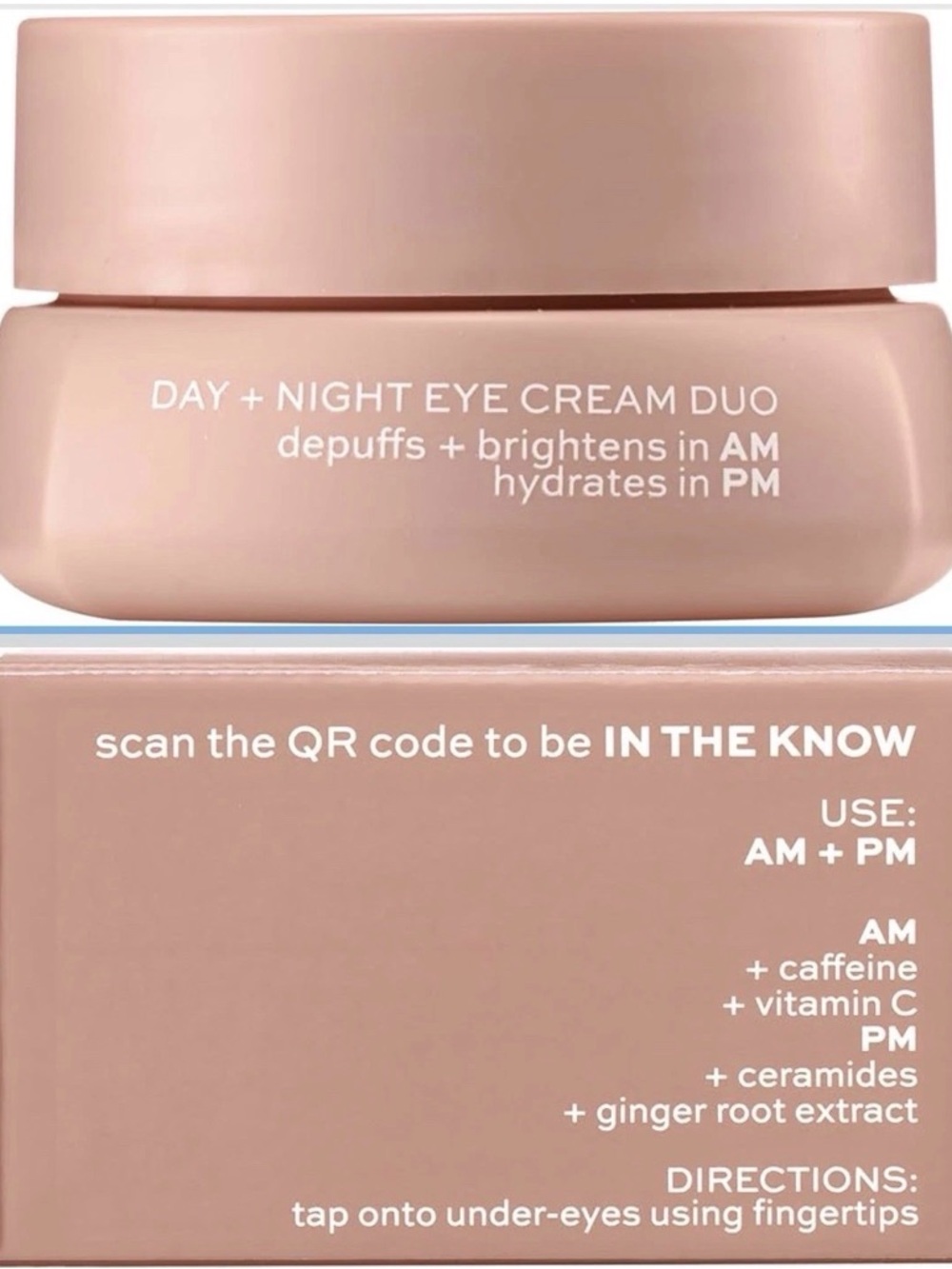 itk Day + Night Eye Cream Duo - depuffs brightens hydrated 0.6 oz/20ml